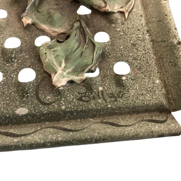 Vintage Handcrafted Metal Grater With Raised Rose Art Design Wall Decor - Picture 3 of 6